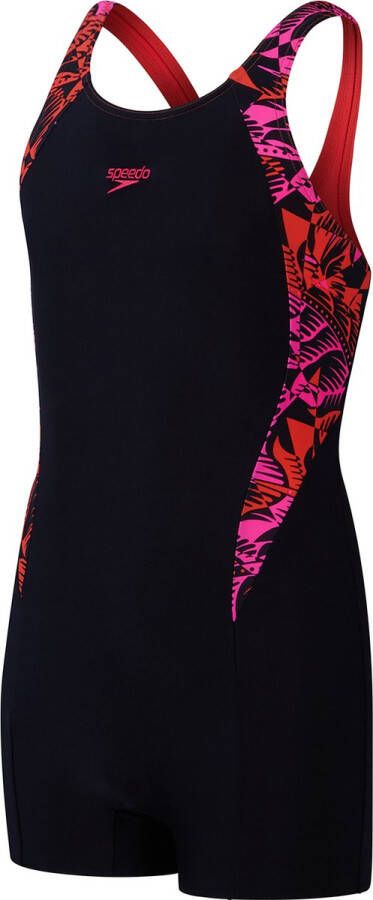 Speedo Printed Panel Legsuit Zwart Roze Sportbadpak