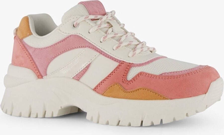 Supercracks dames dad sneakers wit roze Uitneembare zool