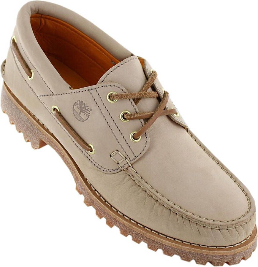 Bruin Tinten Timberland Authentics 3-Eye Classic Lug Boat Shoes Heren Loafers Bootschoenen Schoenen Leer Light-Brown TB0A5SQS185