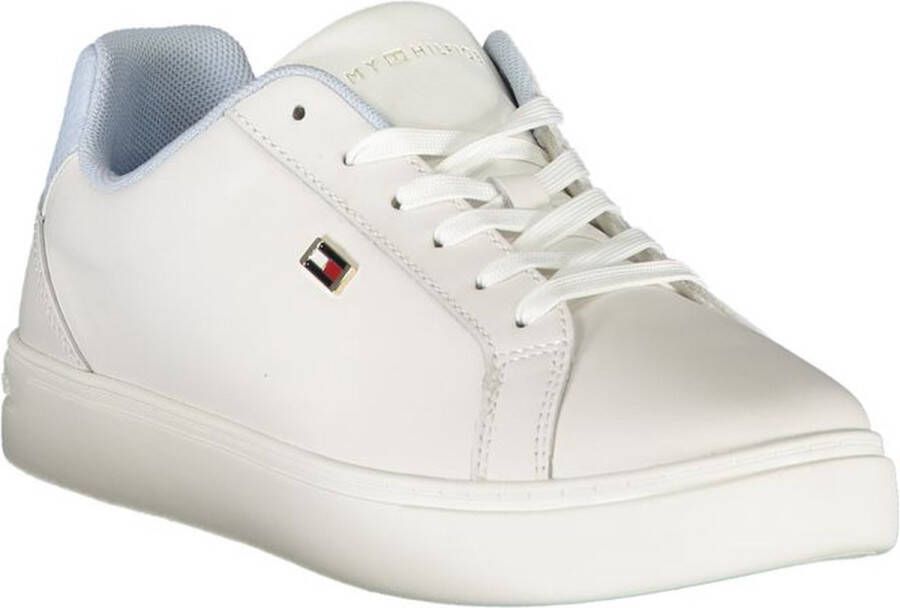 Tommy Hilfiger Witte Lace-Up Sneaker met Contrastdetails White Dames
