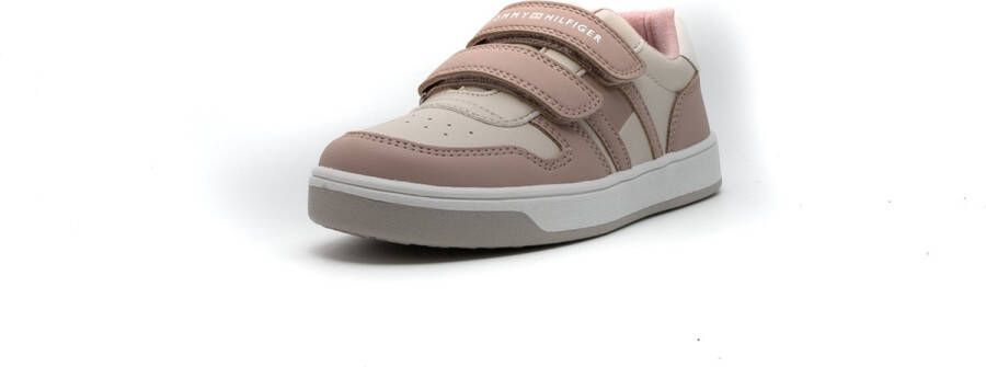 Tommy Hilfiger Sneakers Vlag Laag Uitgesneden Velcro Sneaker Roze Beige Streetwear Kind