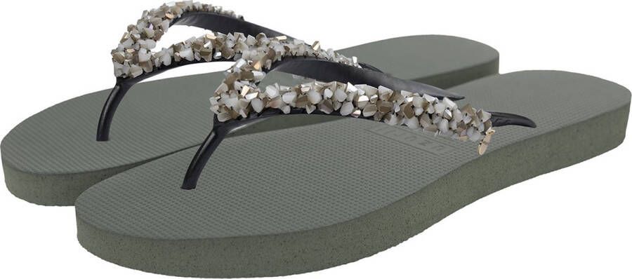 Uzurii Classic Aby Gold dames slippers Army Green