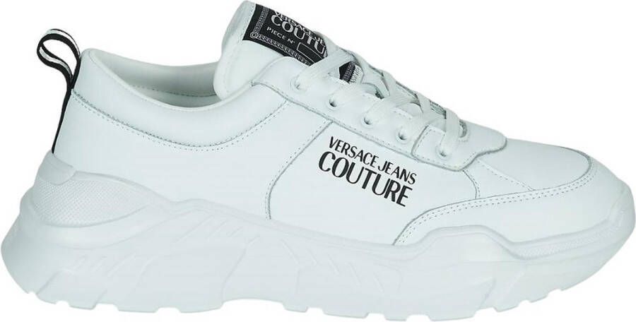 Versace Jeans Couture Witte leren sneakers met zwart zijlogo White Heren