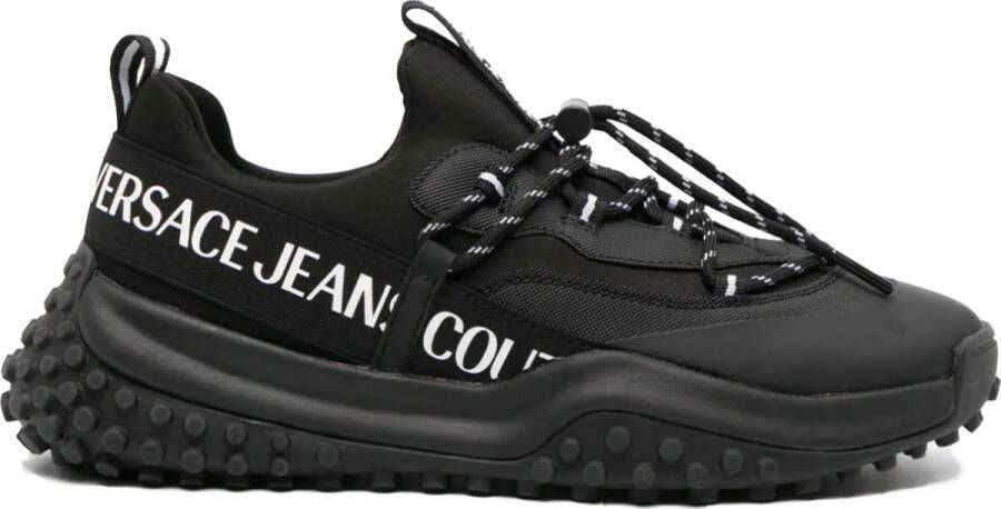 Versace Jeans Couture Zwarte Sneakers met Leren Print en Logo Black Heren