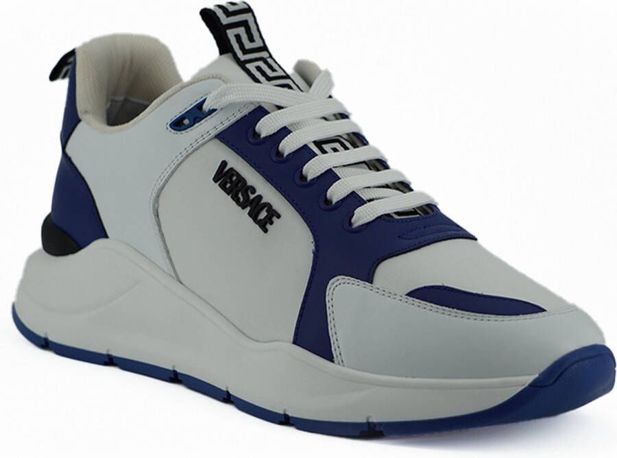Versace Blauwe en witte kalfsleren sneakers Blue Heren