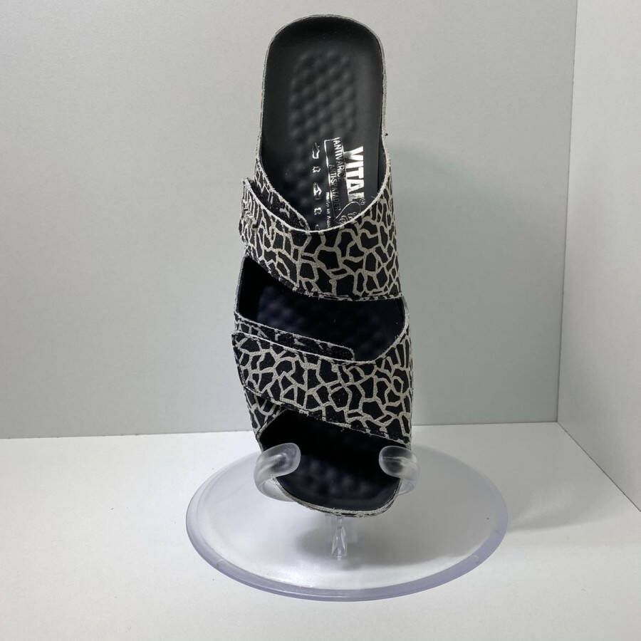 Vital -Dames model Tina-Giraffe 21600 – slipper – muiltje – zwart –