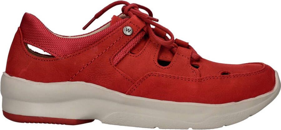 Wolky Rode leren sneakers met comfortabel voetbed en enkelondersteuning Rood Dames