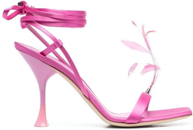 3juin Kimi sandalen met veren detail Roze
