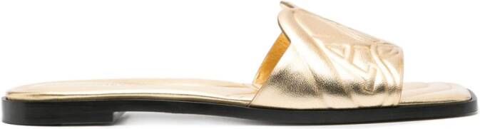 Alexander McQueen Slippers met logo-reliëf Goud
