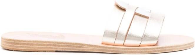 Ancient Greek Sandals metallic-leather slides Zilver