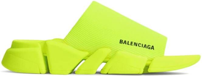 Balenciaga Speed 2.0 logo-print slides Geel