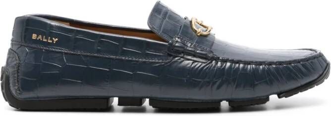 Bally embossed crocodile-effect loafers Blauw
