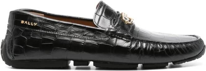 Bally embossed crocodile-effect loafers Zwart