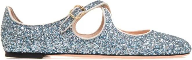 Bally glitter-embellished ballerina shoes Blauw
