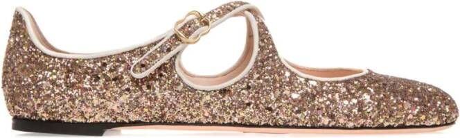 Bally glitter-embellished ballerina shoes Goud
