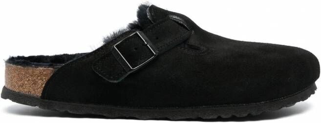 Birkenstock Boston lammy slippers Zwart