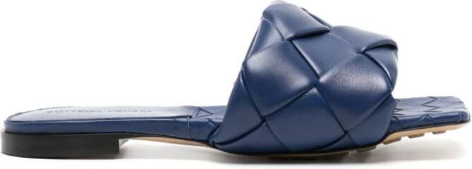 Bottega Veneta Lido Intrecciato leather slides Blauw