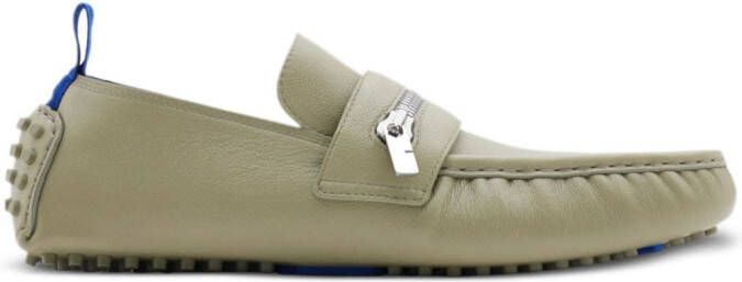 Burberry zip-detail leather loafers Groen