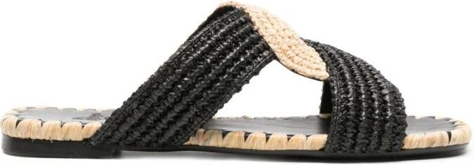 Castañer Prado slippers met gedraaid detail Zwart