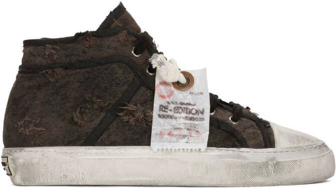 Dolce & Gabbana Mid-top sneakers met denim patchwork Bruin