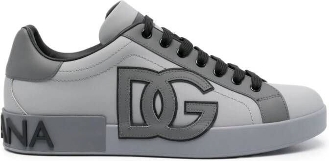 Dolce & Gabbana Portofino leren sneakers Grijs