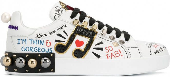 Dolce & Gabbana Portofino sneakers met applicatie Wit