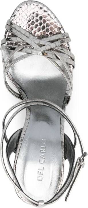 Del Carlo 85mm sandalen met slangenleer-effect Grijs