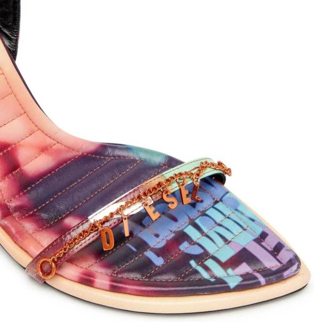 Diesel D-Vina sandalen met logo amulet Beige