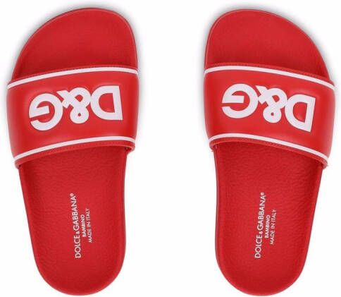 Dolce & Gabbana Kids Slippers met logoprint Rood