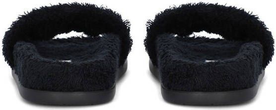 Dolce & Gabbana Kids Badstof slippers verfraaid met stras Zwart