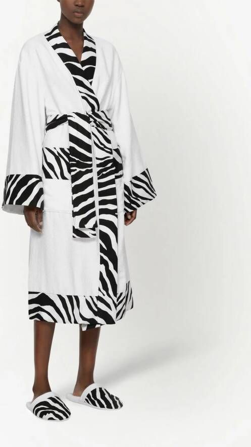 Dolce & Gabbana Slippers met zebraprint Wit