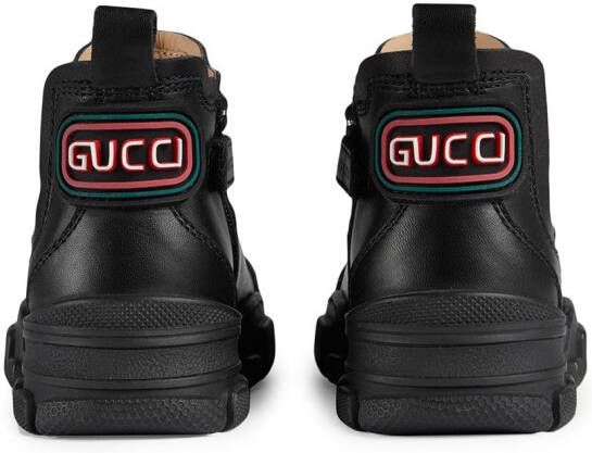 Gucci Kids Enkellaarzen met logopatch Zwart