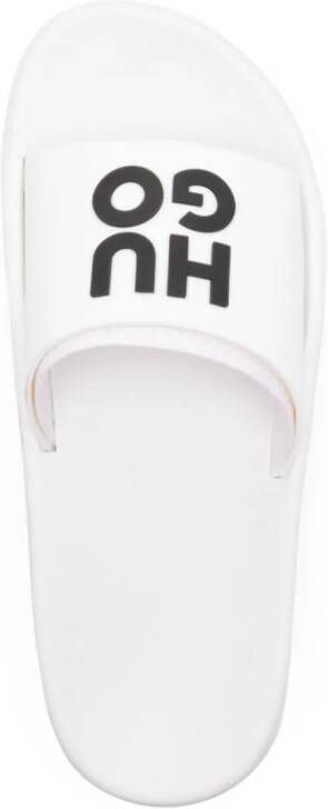 HUGO Slippers met logoplakkaat Wit