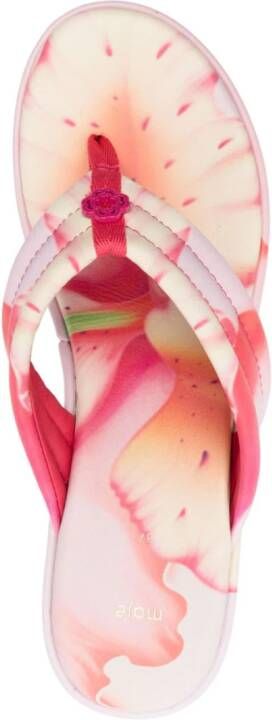 Maje 90mm leren sandalen met sleehak en bloemenprint Roze
