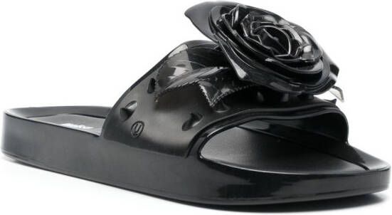 Melissa x Undercover x Melissa Beach Slide slippers met roospatch Zwart