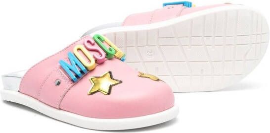 Moschino Kids Slippers met logo Roze