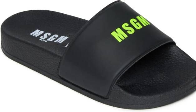MSGM Kids Slippers met logoprint Zwart