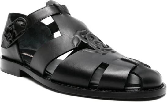 Roberto Cavalli Chunky sandalen met logo-reliëf Zwart