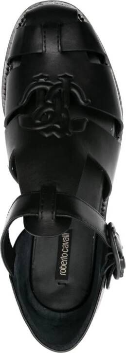 Roberto Cavalli Chunky sandalen met logo-reliëf Zwart