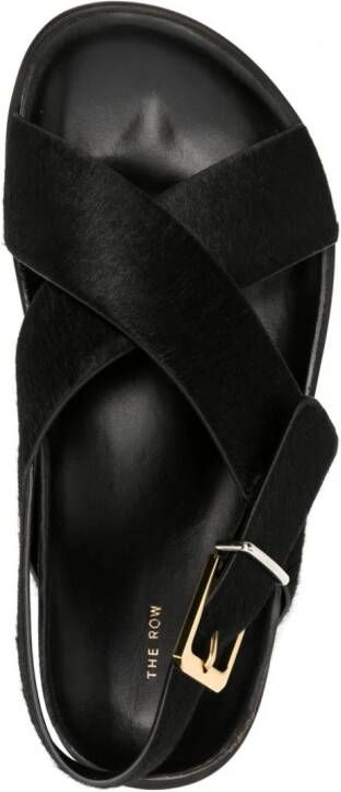 The Row crossover-strap leather sandals Zwart