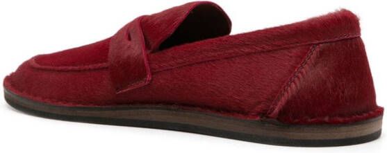 The Row penny-slot brushed loafers Rood