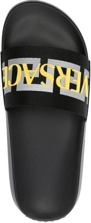 Versace La Greca slippers met logo Zwart