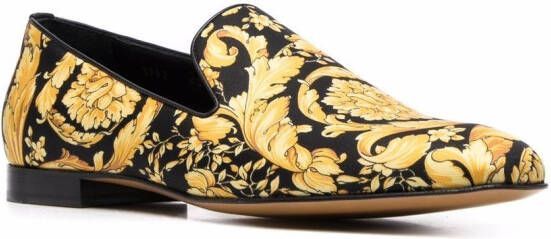 Versace Barocco satijnen slippers Geel