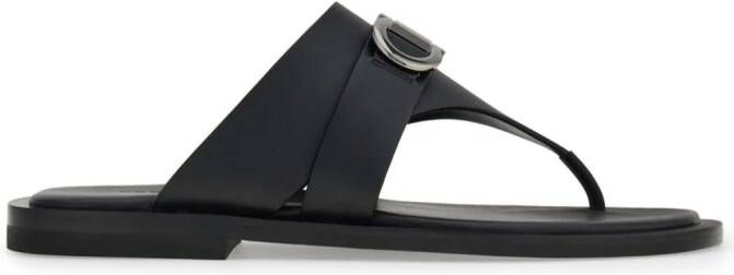 Ferragamo Leren sandalen met Gancini-plakkaat Zwart