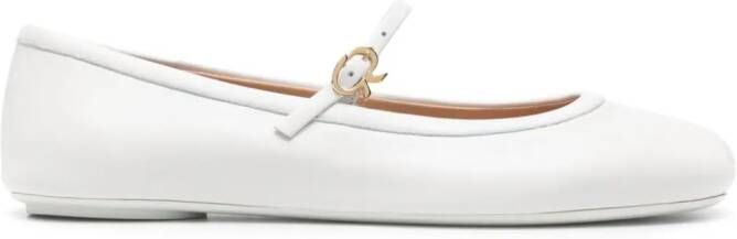 Gianvito Rossi round-toe leather ballerina shoes Wit