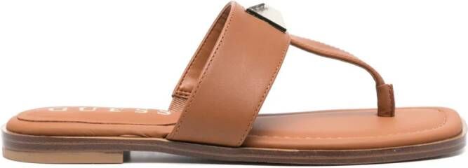 GUESS USA logo-engraved leather sandals Bruin