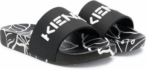 Kenzo Kids Slippers met logoprint Zwart