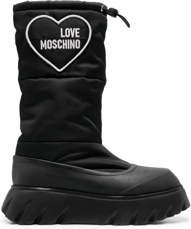 Love Moschino Laarzen met hartpatch Zwart