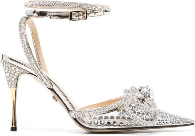 MACH & MACH 95m bow-detailed crystal-embellished sandals Zilver