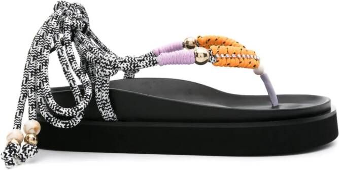 Maje bead-detailed lace-up sandals Paars